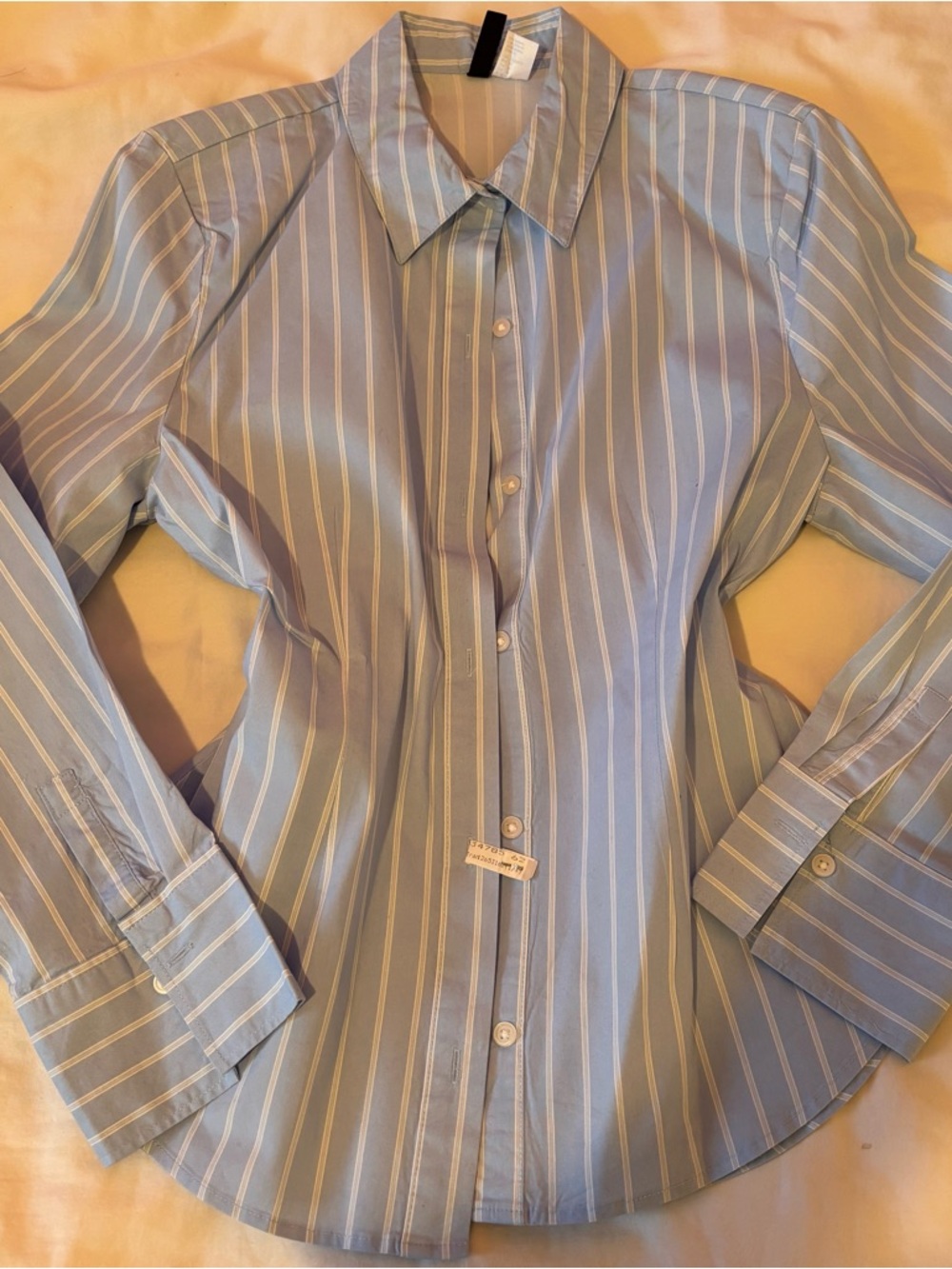 H&M Tailored Blue and White Striped Button UP Shirt